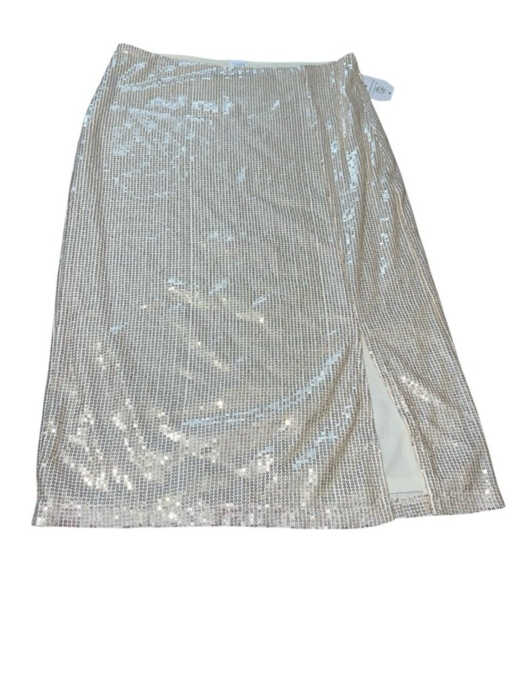 TIME AND TRU Women's Size Medium 8-10 Midi Sequin Skirt in Champagne Stone